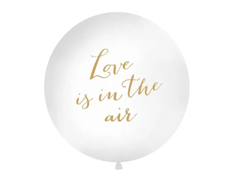 BALLON GEANT BLANC "LOVE IS IN THE AIR" OR 1M