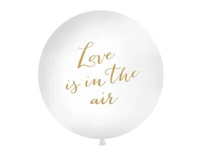 BALLON GEANT BLANC "LOVE IS IN THE AIR" OR 1M