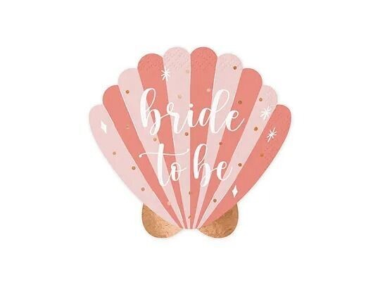 SERVIETTE FORME COQUILLAGE ROSE "BRIDE TO BE" OR 13.5x13CM (x20)