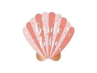 SERVIETTE FORME COQUILLAGE ROSE "BRIDE TO BE" OR 13.5x13CM (x20)