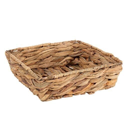 PANIER CARRE RUSTIQUE FEUILLE DE PALMIER NATURELLE 22x22CM