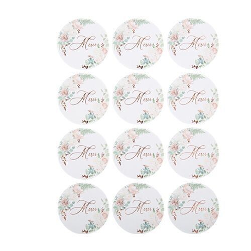 STICKERS MERCI ROSE GOLD ET VEGETAL 5CM (x24)