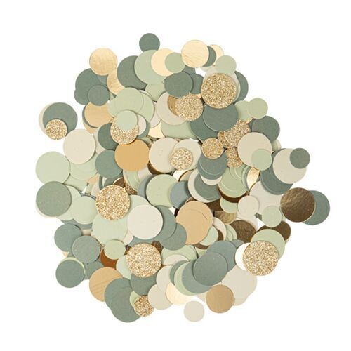 CONFETTIS DEGRADE DE VERT SAUGE OR ET PAILLETTES OR 1.5 A 2.5CM (14GR)