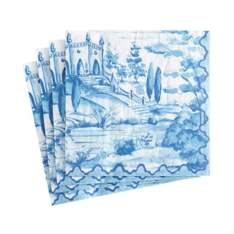 SERVIETTE COCKTAIL PAYSAGE DE TOSCANE BLEU 25CM (x20)