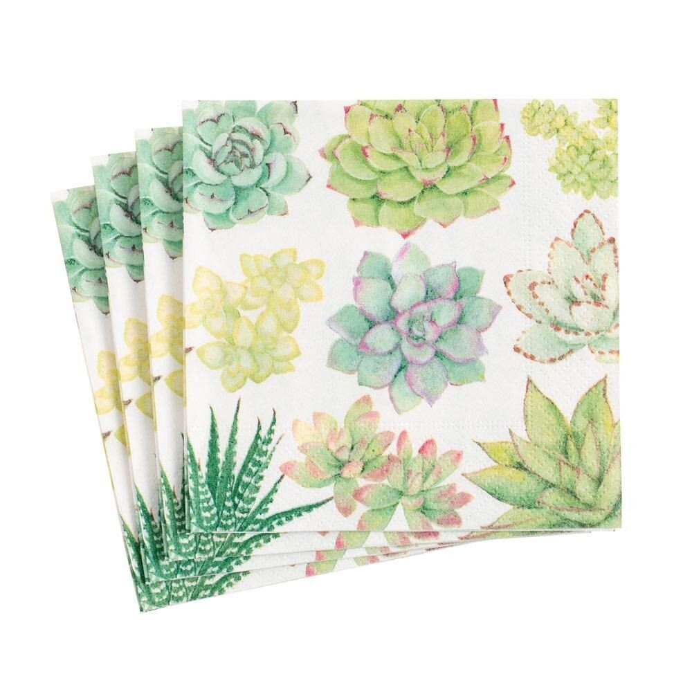 SERVIETTE COCKTAIL SUCCULENTES 25CM (x20)