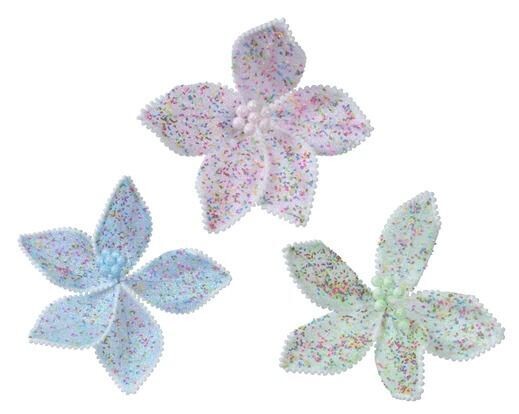 POINSETTIA SUR CLIP MOUCHETE 3 COULEURS ASSORTIS 26CM