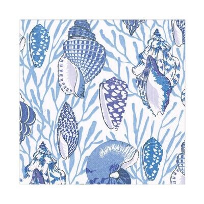 SERVIETTE COQUILLAGES BLEUS 33CM (x20)