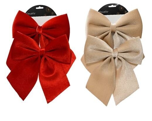 NOEUDS VELOURS ROUGE OU CREME 29x23CM (x2)
