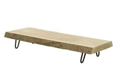 PLATEAU RECTANGLE BOIS SUR PIEDS METAL PM 50x19.5CM