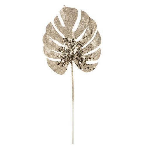 FEUILLE DE MONSTERA PAILLETTES CHAMPAGNE 59CM