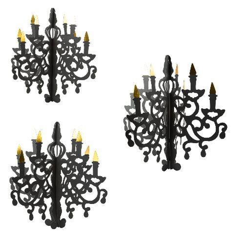 CHANDELIER PAPIER NOIR A SUSPENDRE 35x45x55CM (x3)