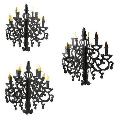CHANDELIER PAPIER NOIR A SUSPENDRE 35x45x55CM (x3)