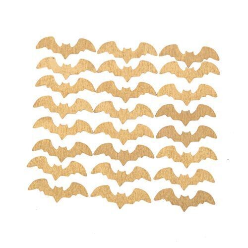 CONFETTIS CHAUVE SOURIS BOIS PAILLETTES OR 4x1.5CM (x24)