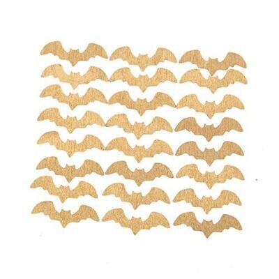 CONFETTIS CHAUVE SOURIS BOIS PAILLETTES OR 4x1.5CM (x24)