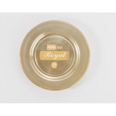 ASSIETTE PS REUTILISABLE TRANSPARENTE PAILLETTE OR 26CM (x10)