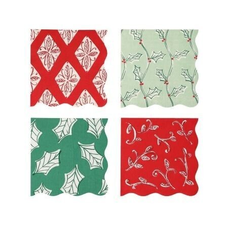 SERVIETTE DE NOEL 4 MODELES ASSORTIS 33CM (x16)
