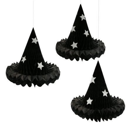 SUSPENSION CHAPEAU DE SORCIERE 34x33CM (x3)