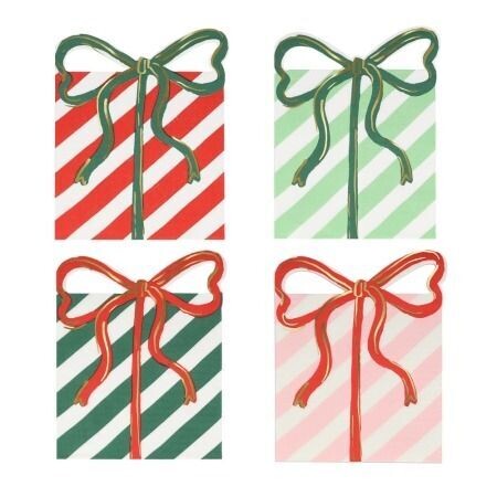 SERVIETTE FORME CADEAUX 4 COULEURS ASSORTIS 13.3x16.5CM (x16)