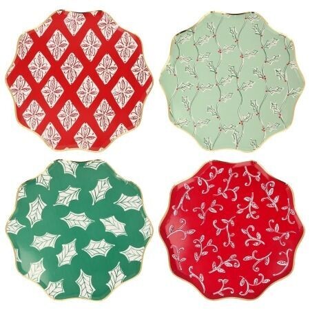 ASSIETTE DE NOEL 4 MOTIFS ASSORTIS 26CM (x8)