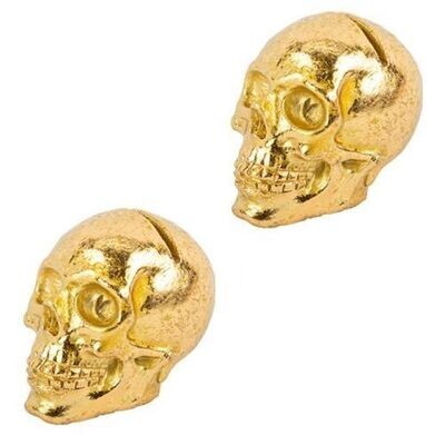 MARQUE PLACE TETE DE MORT RESINE DOREE 4x3.5CM (x2)