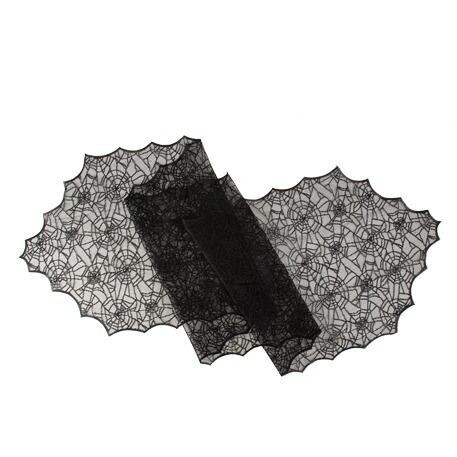 CHEMIN DE TABLE TOILE D'ARAIGNEE DENTELLE NOIRE 44CMx1.82M