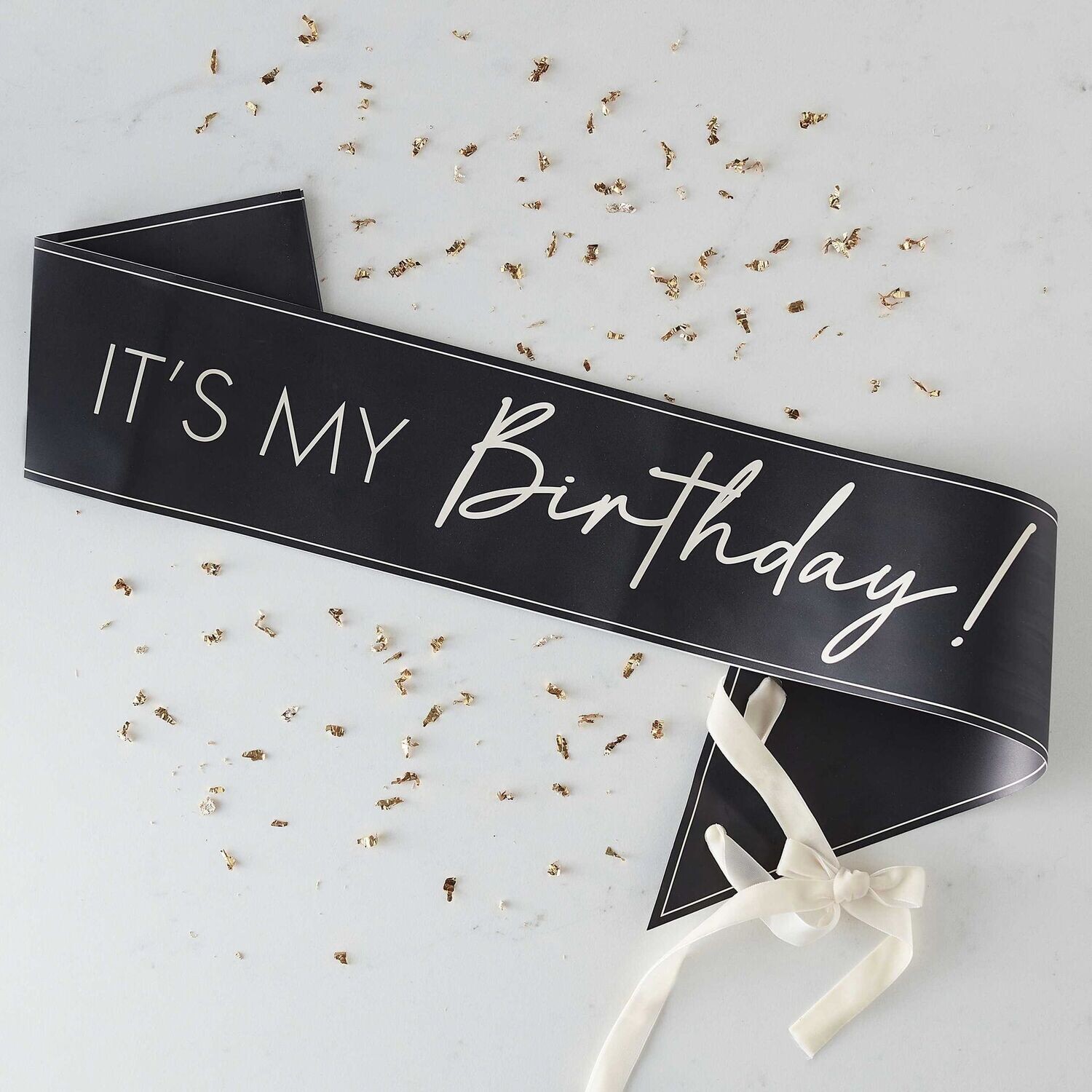 ECHARPE "IT'S MY BIRTHDAY" NOIRE ET NUDE 1.55M