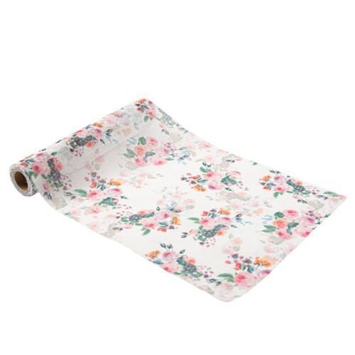 CHEMIN DE TABLE TISSU FLEURS D'AUTREFOIS 26CMx5M