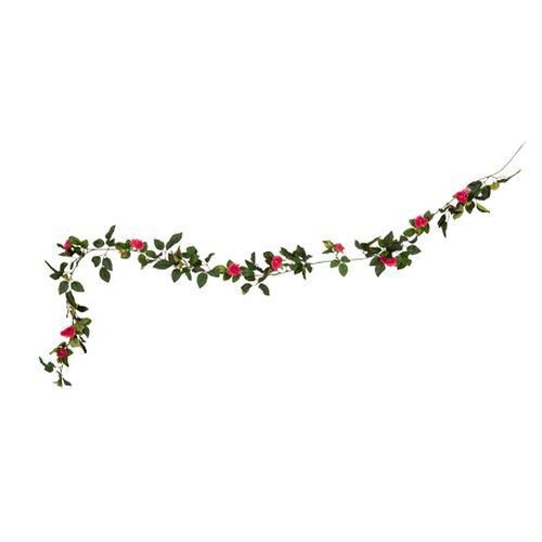 GUIRLANDE DE FEUILLAGE ET ROSES FUCHSIA 1.85M