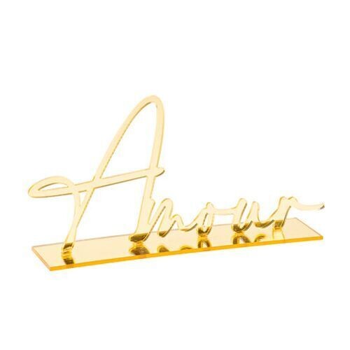 AMOUR EN PLEXI OR SUR SOCLE 9.5x19.5CM