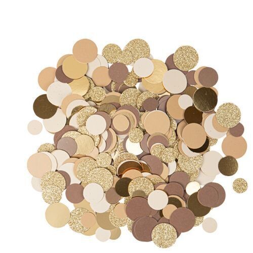 CONFETTIS CERCLES CAMEL OR ET PAILLETTES OR 1.5 A 2.5CM 14GR