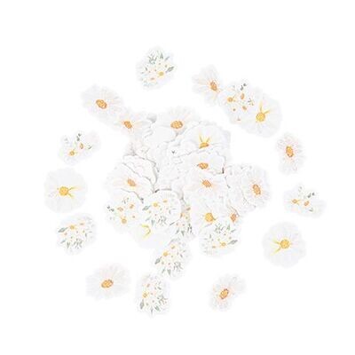CONFETTIS DAISY OCRE BLANC ET VERT 1.5 A 2.5CM (x100)