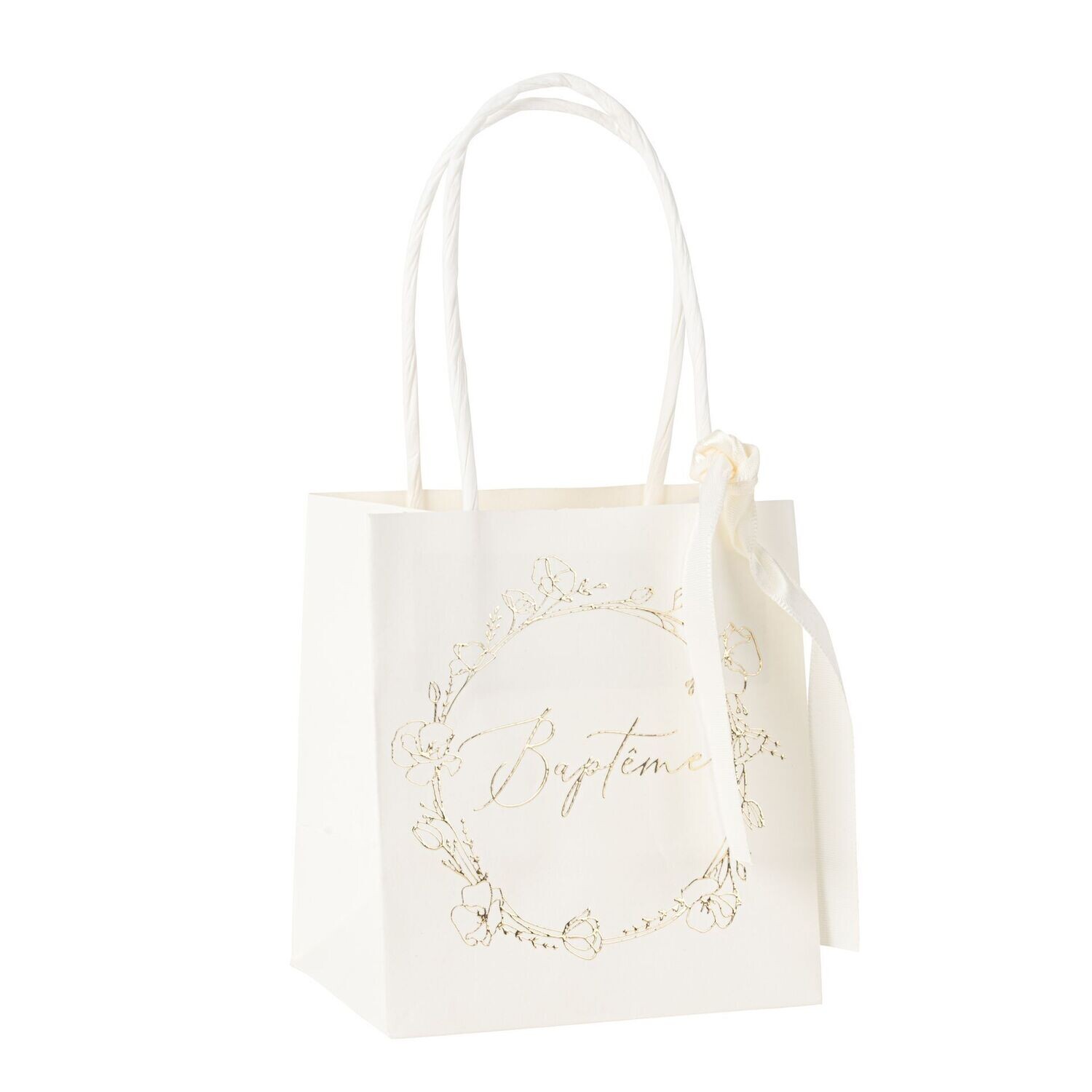 SAC A GOODIES "BAPTEME" CREME ET OR 10x11x7CM (x6)