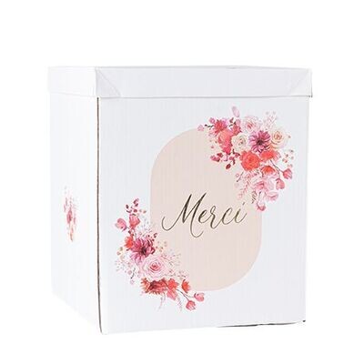 URNE "MERCI" BLUSH ROSE ET OR 21x25CM