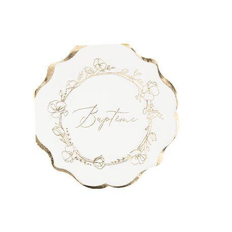 SERVIETTE "BAPTEME" CREME ET OR 32CM (x16)