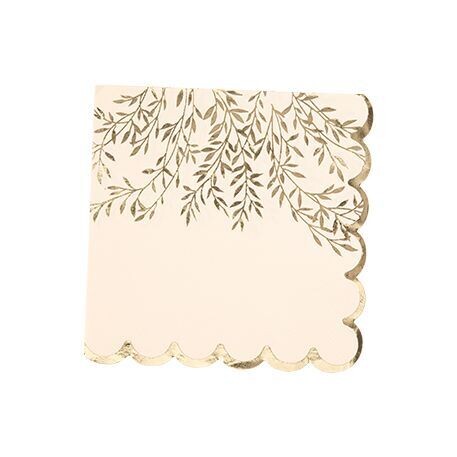 SERVIETTE JOLIS BRINS BLUSH ET OR 33CM (x16)