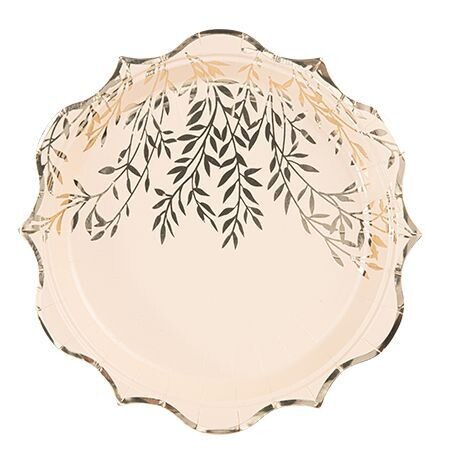 ASSIETTE JOLIS BRINS BLUSH ET OR 23CM (x8)