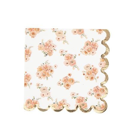 SERVIETTE PEACHY ROSE PECHE ET OR 33CM (x16)