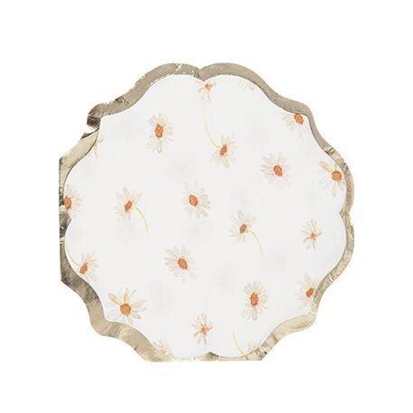 SERVIETTE MARGUERITE OCRE BLANCHE ET OR 32CM (x16)