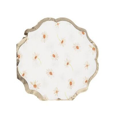 SERVIETTE MARGUERITE OCRE BLANCHE ET OR 32CM (x16)