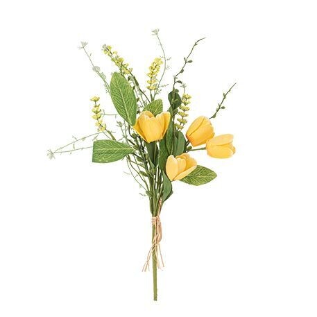 BRANCHE DE TULIPES JAUNE ET VERT 45CM