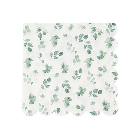 SERVIETTE JARDIN BOTANIQUE VERT SAUGE ET BLANC 33CM (x16)