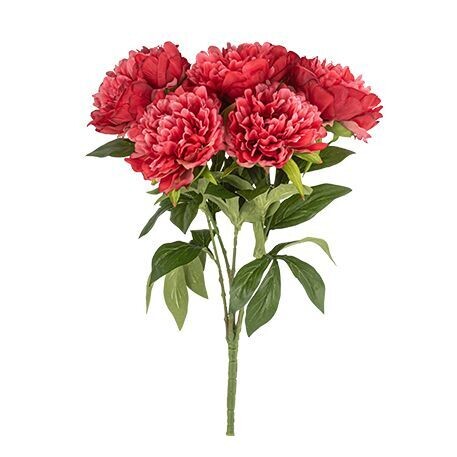 BOUQUET DE 5 PIVOINES FUCHSIA ET FEUILLAGE 49CM