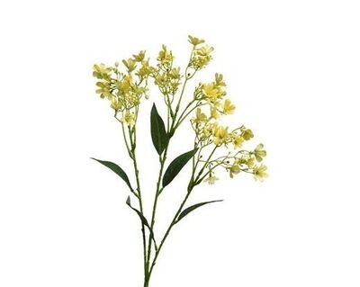 PETITES FLEURS JAUNES ET FEUILLAGE SUR TIGE 72CM