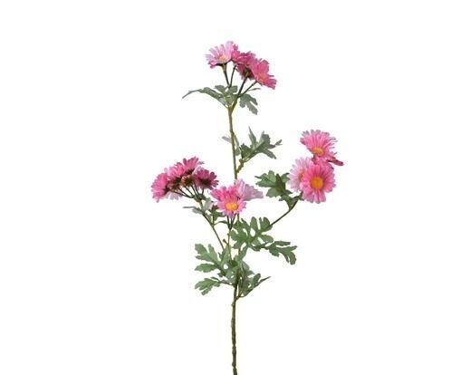 MARGUERITES ROSES ET FEUILLAGE SUR TIGE 70CM