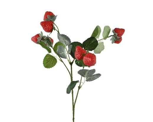 FRAISES ET FEUILLAGE SUR TIGE 69CM