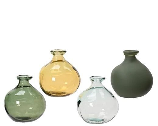 VASE BOULE VERRE COULEURS ASSORTIE 18x16CM