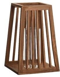 LANTERNE BOIS DE SAPIN TRAPEZE PAROIS VERRE GM