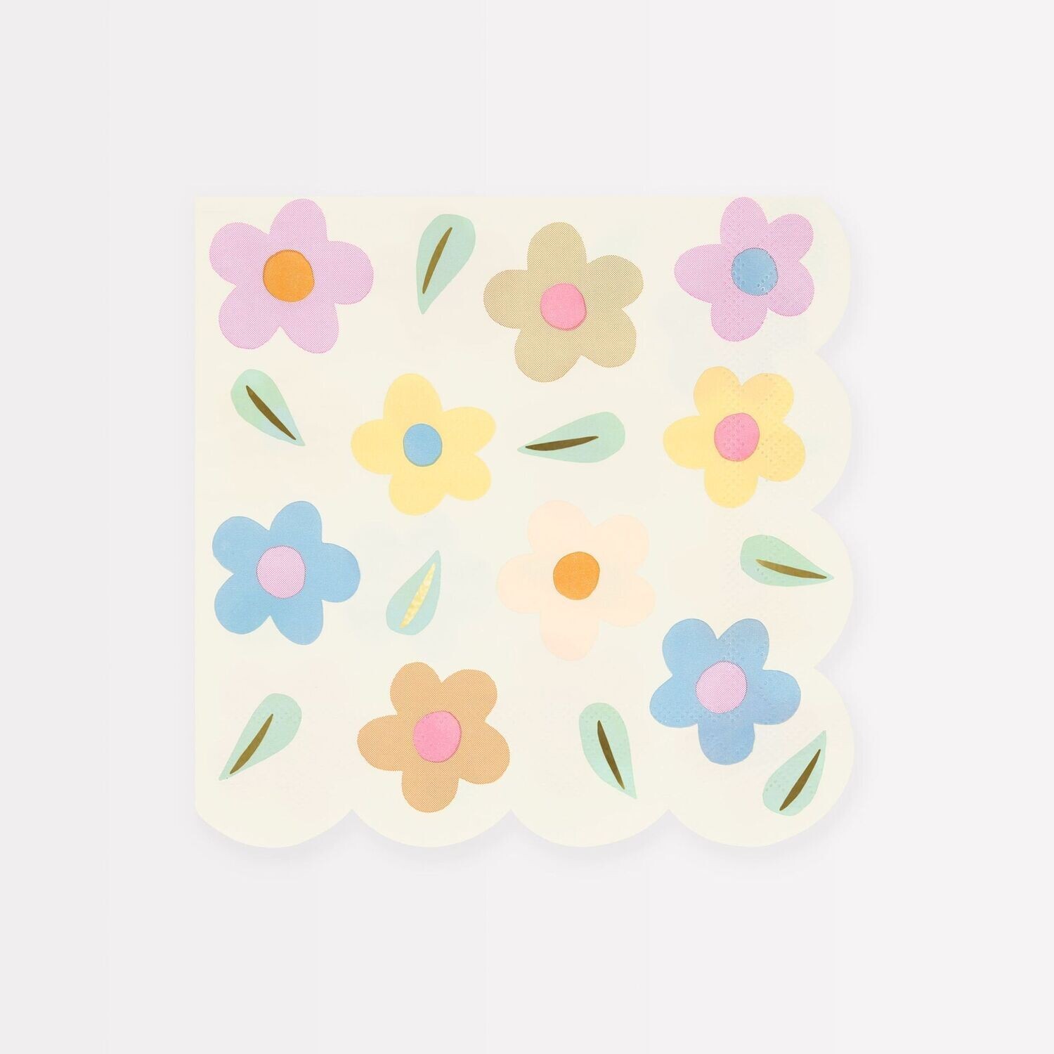 SERVIETTE HAPPY FLOWERS BORD BISCUIT 33CM (x16)