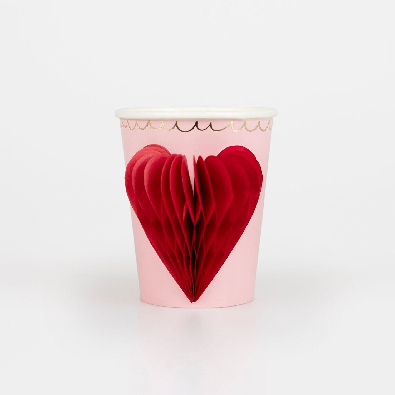 GOBELET ROSE COEUR ROUGE ALVEOLE 25CL (x8)