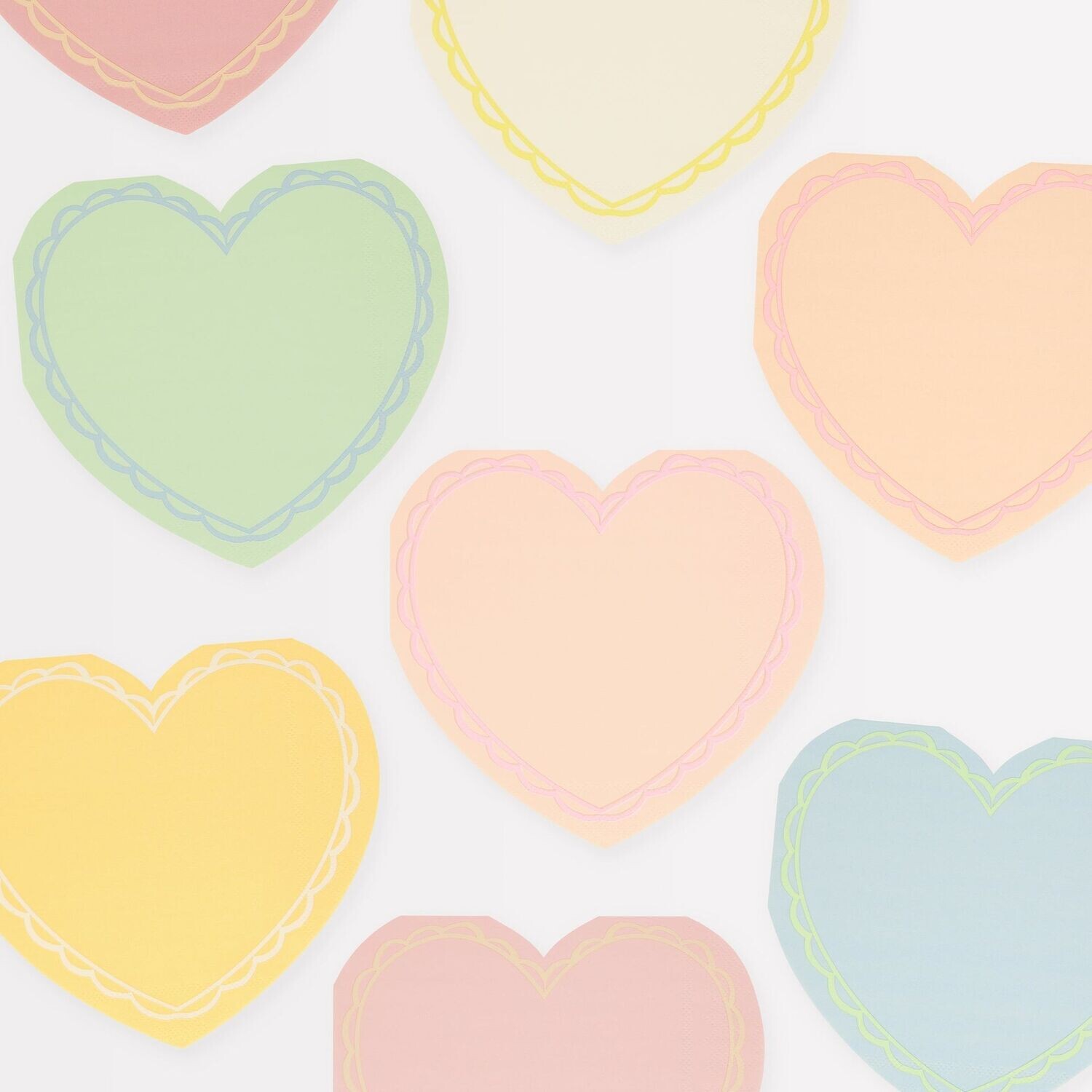 SERVIETTE COEUR PASTEL 16.5X15.2CM (16)